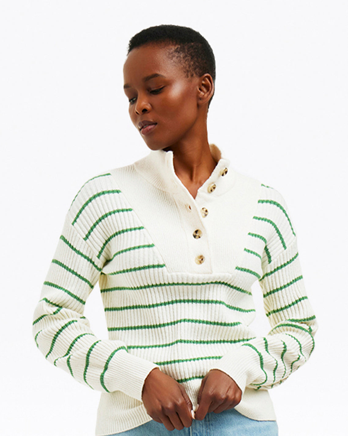 Striped Button Front Sweater