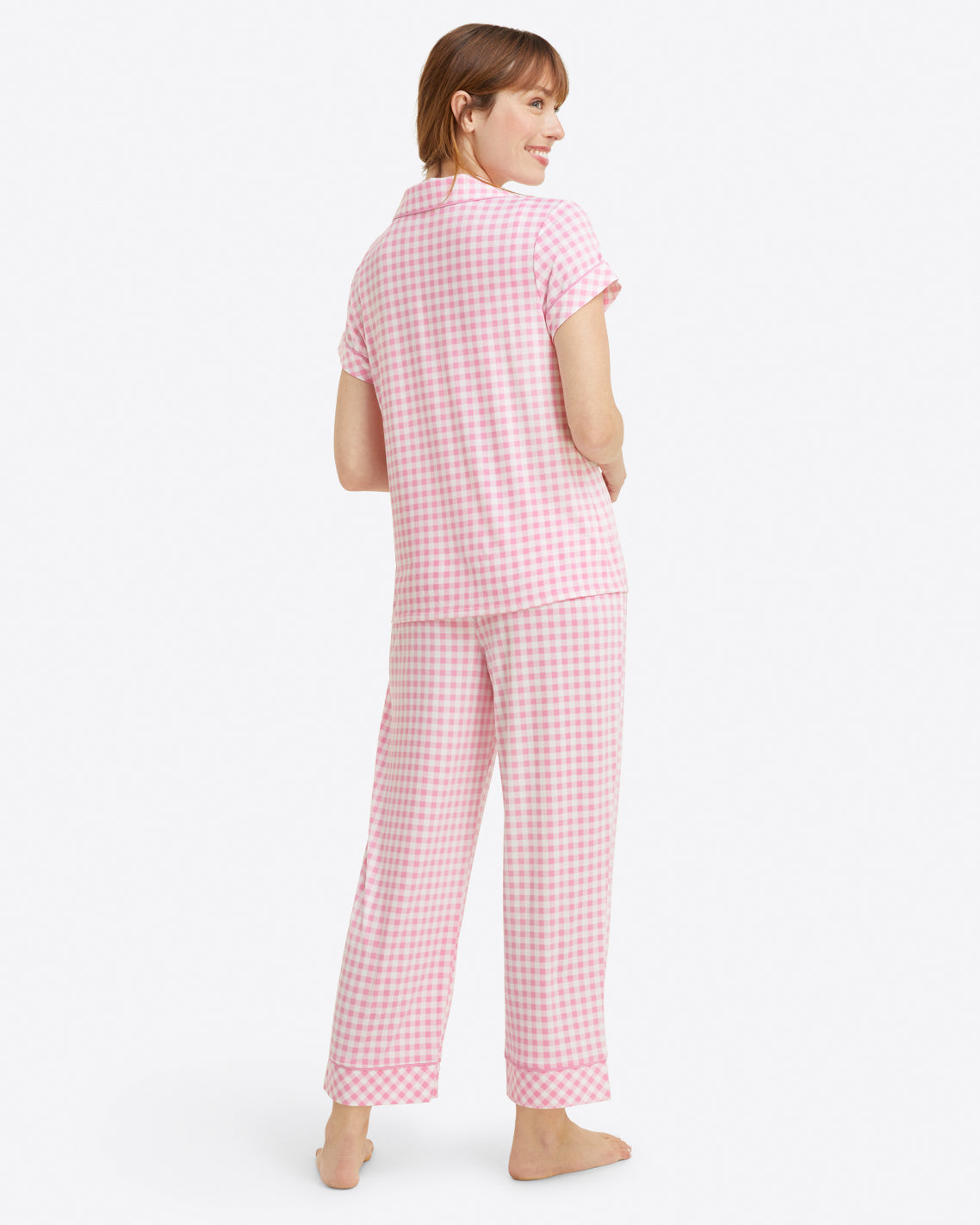 Linda PJ Set in Light Pink Gingham