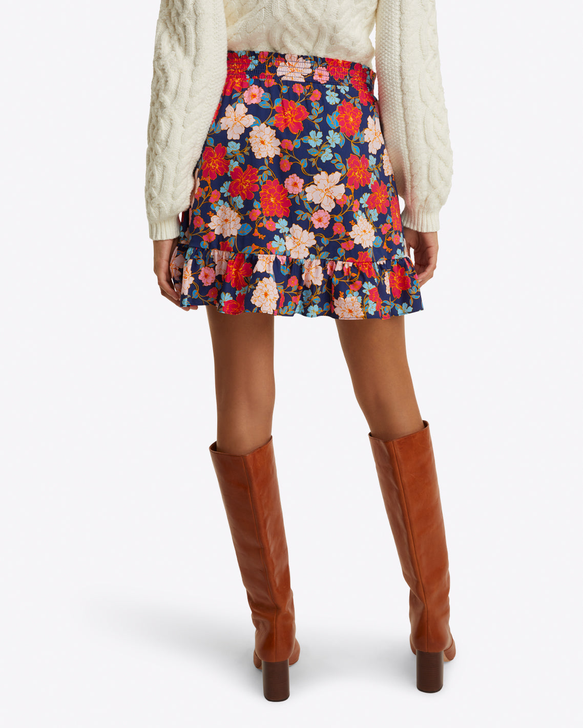 Ruffle Wrap Skirt in Stretch Poplin