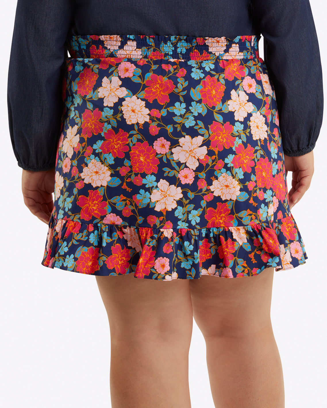Ruffle Wrap Skirt in Stretch Poplin