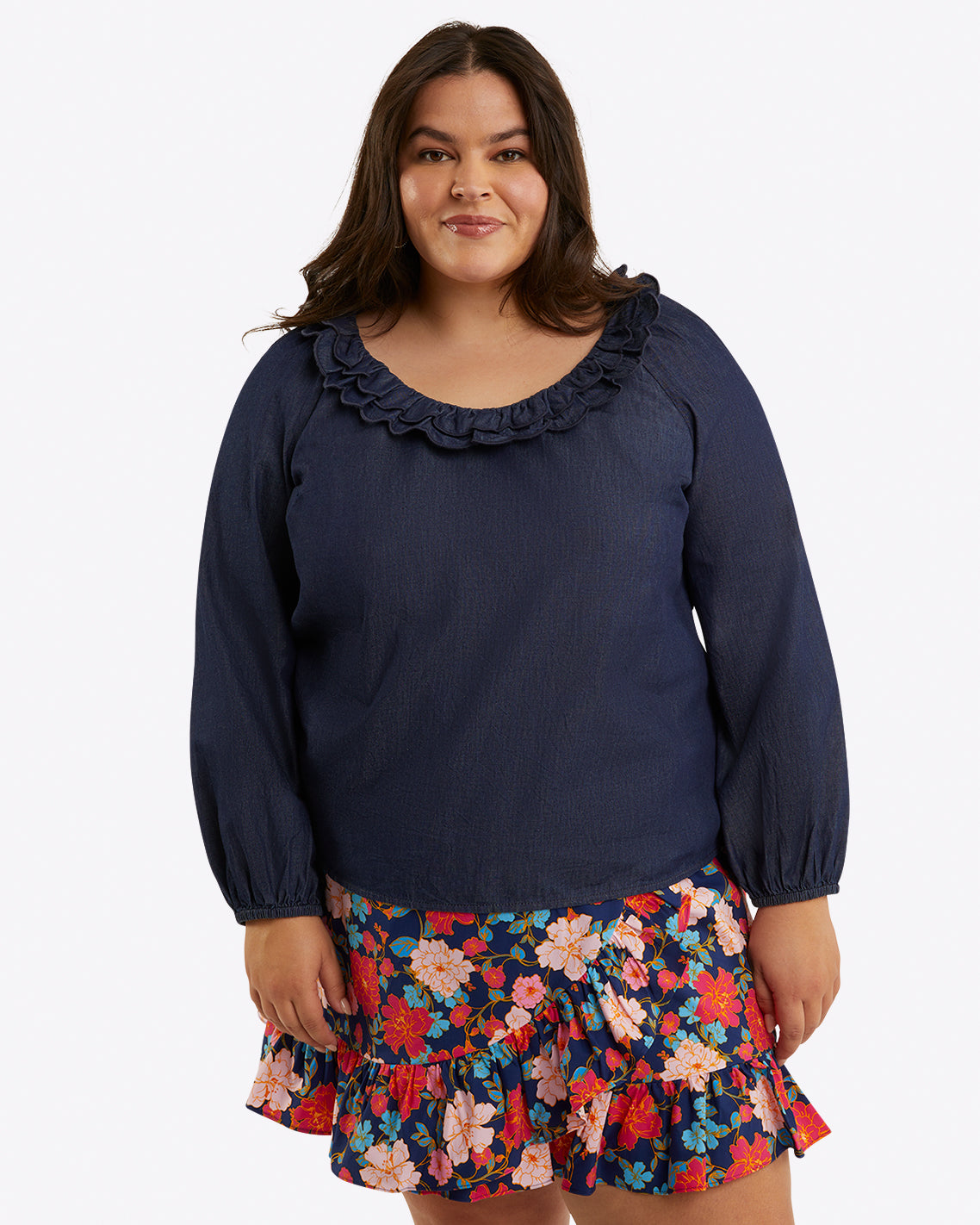 Ruffle Wrap Skirt in Stretch Poplin