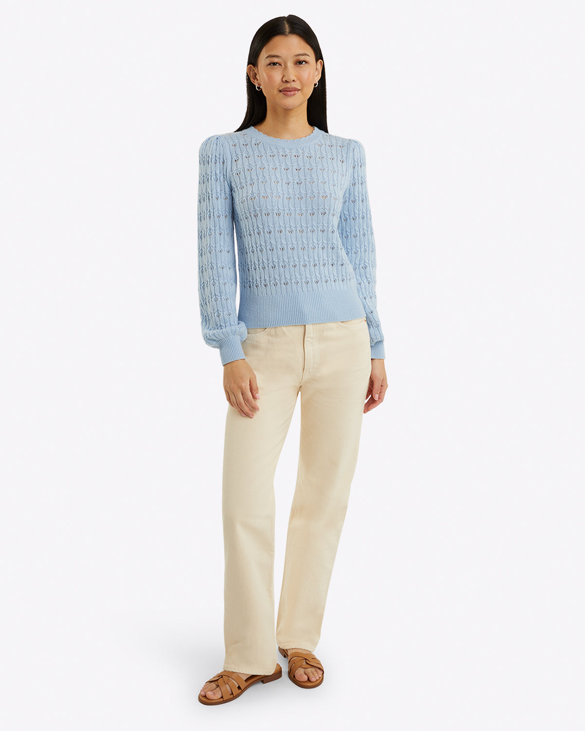 Puff Sleeve Sweater in Pointelle