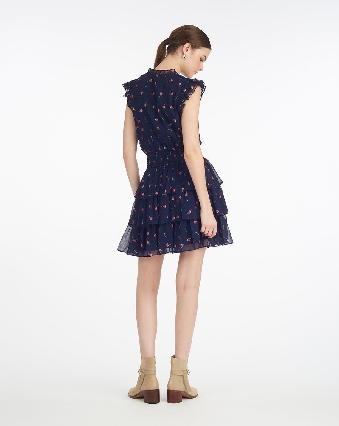 Alana Tiered Dress in Ditsy Autumn Flowers