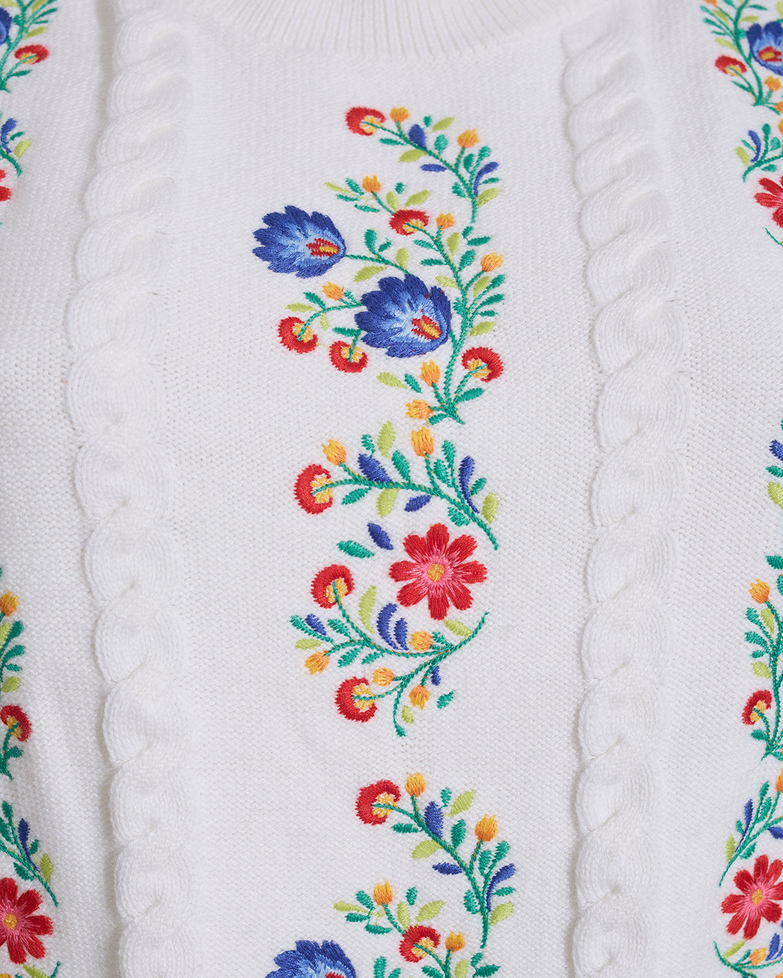 Short Sleeve Sweater with Floral Embroidery