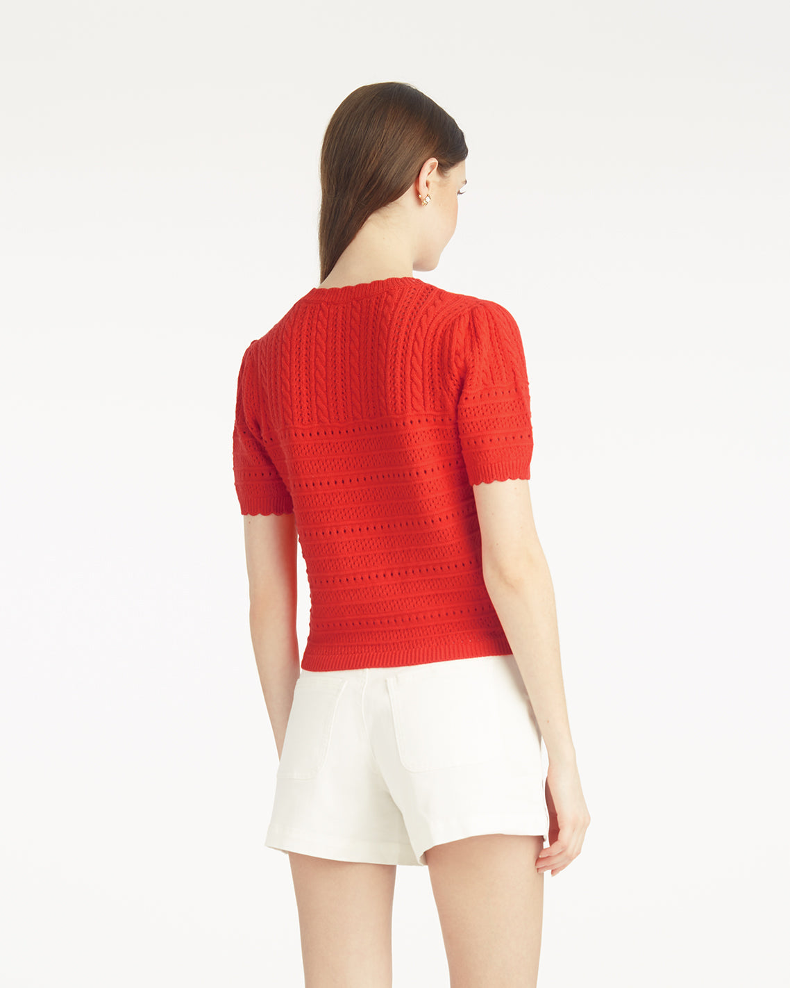 Short Sleeve Pointelle Sweater