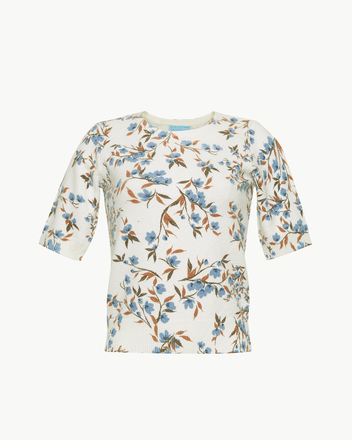 Short-Sleeve Floral Sweater