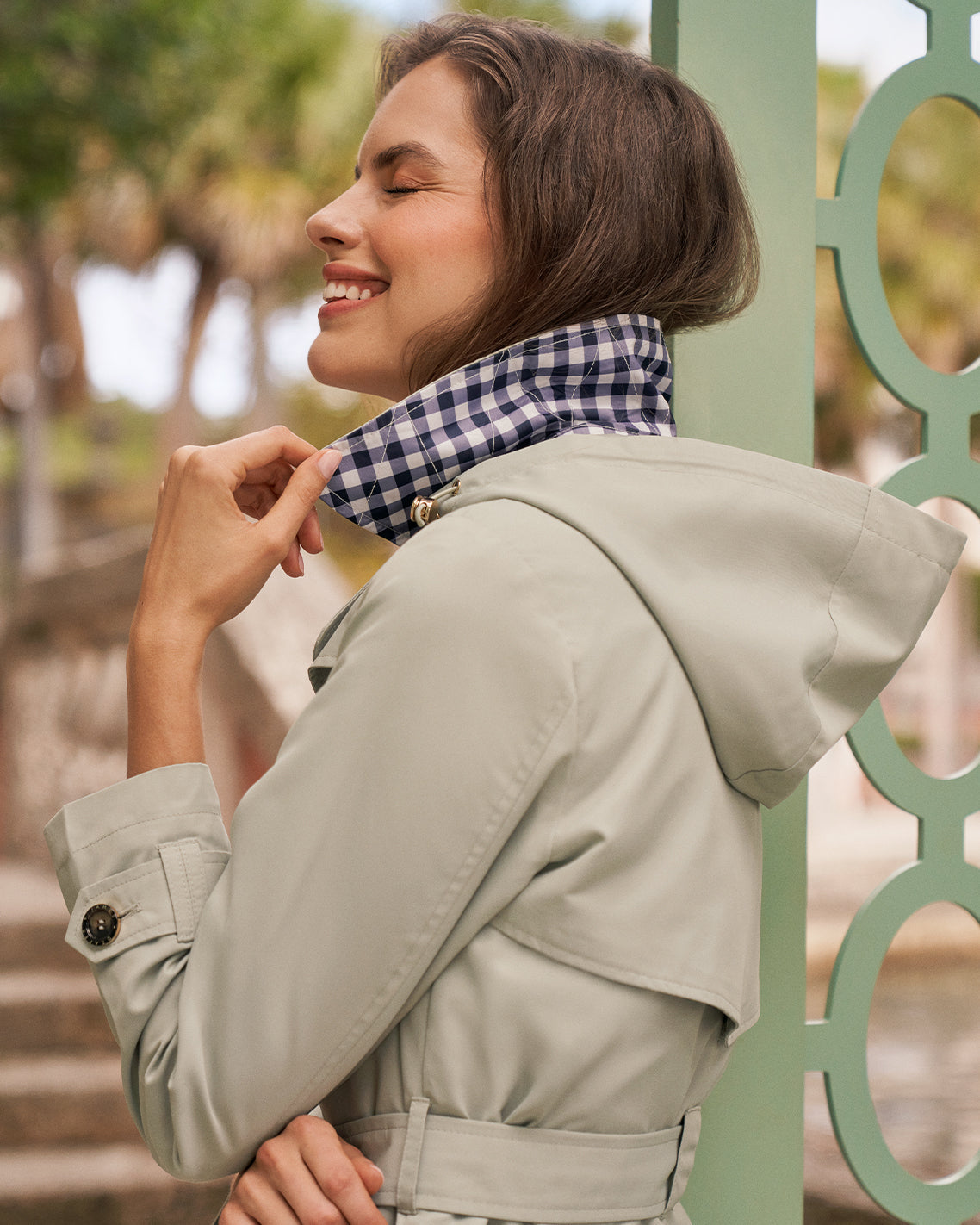 Meghan Trench Coat in Spring Sage