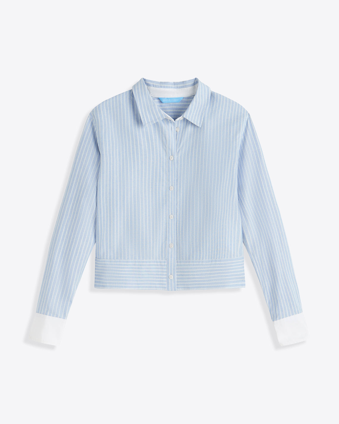 Long Sleeve Cropped Button Down in Oxford Shirting