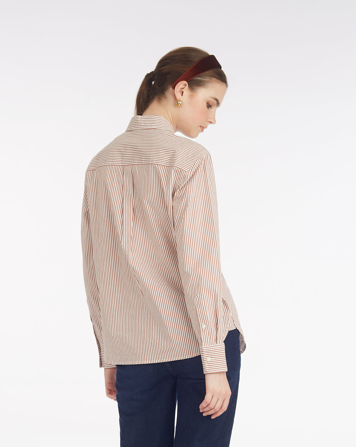Long-Sleeve Button Down in Rust Stripe