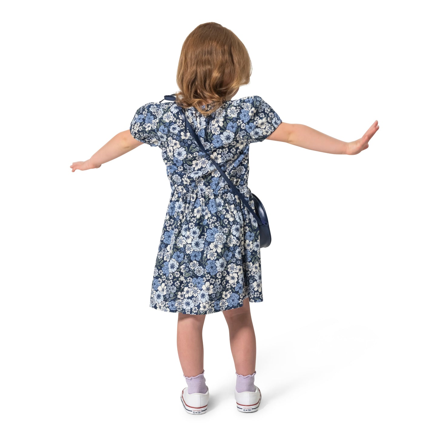Girls' Short-Sleeve Floral Dress And Purse Set