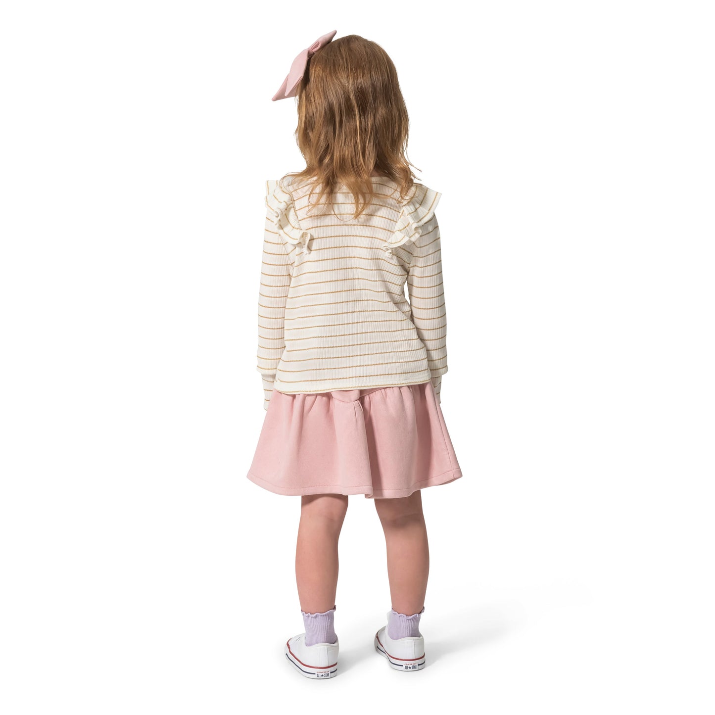 Girls' Long-Sleeve Top, Skirt And Bow Set