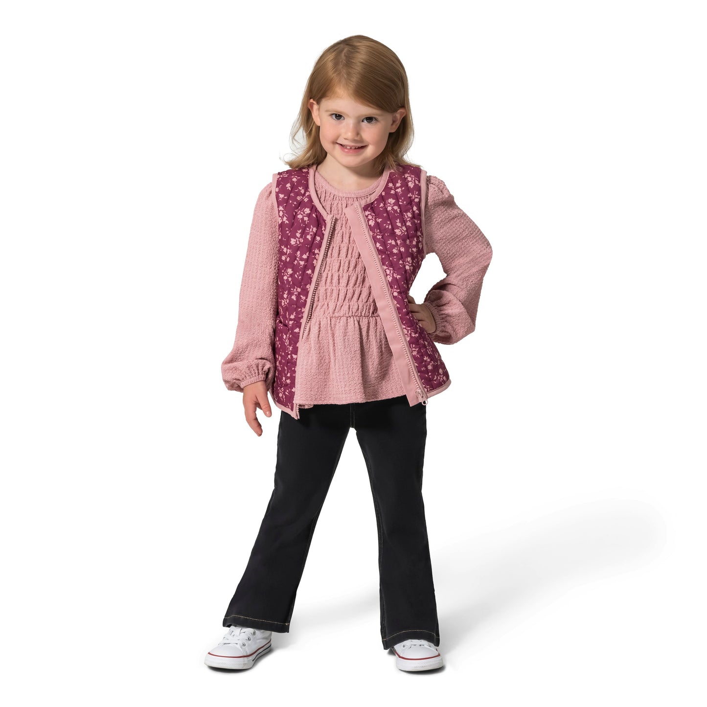Girls' Top, Pant And Vest Set