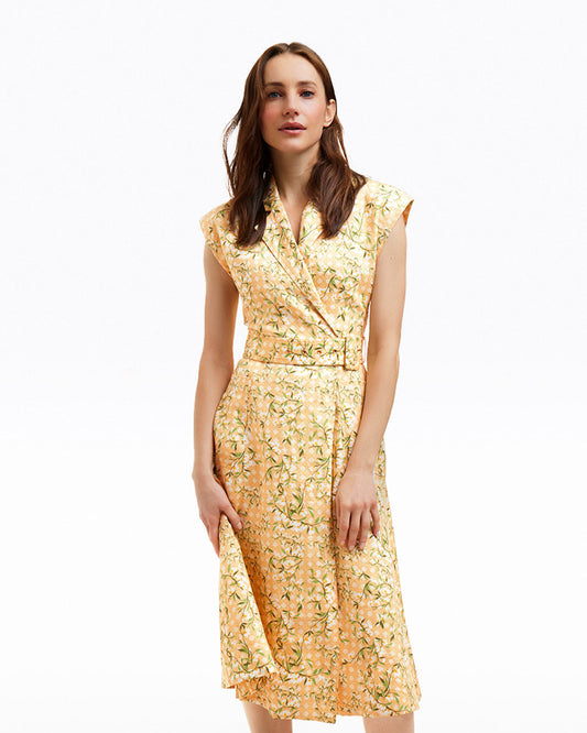 Addison Short Sleeve Midi Shirtdress in Floral Rattan