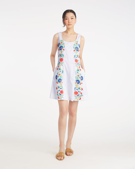 Primrose Mini Dress with Floral Embroidery