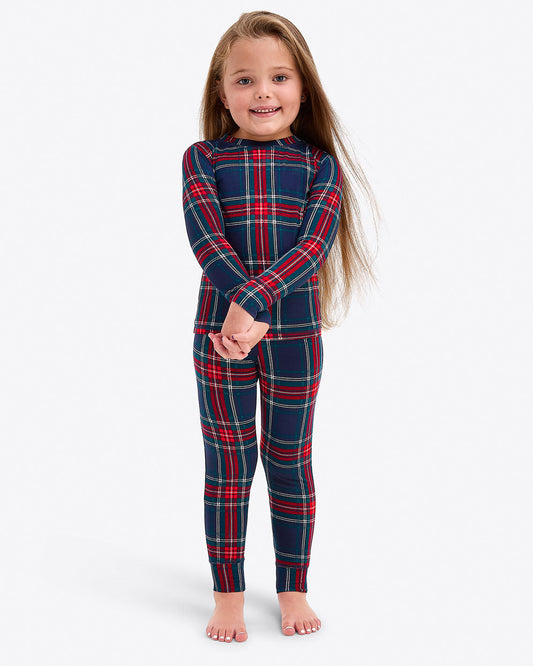 Kids Crewneck Pajama Set in Georgia Plaid