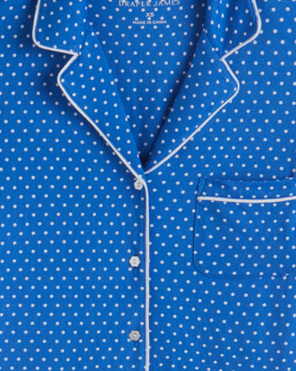 Linda Pajama Set in Blue Polka Dot