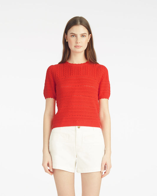 Short Sleeve Pointelle Sweater
