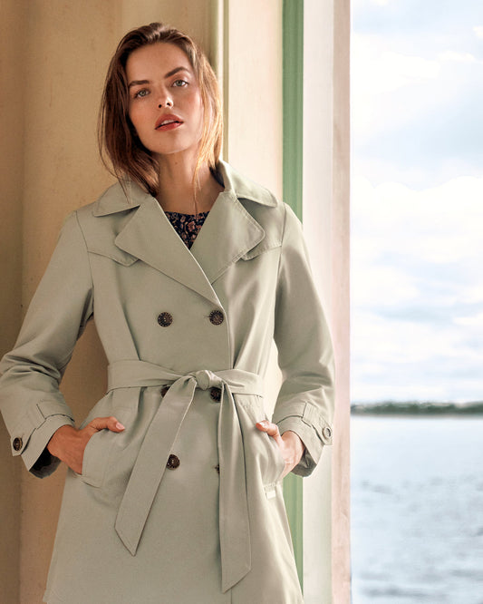 Meghan Trench Coat in Spring Sage