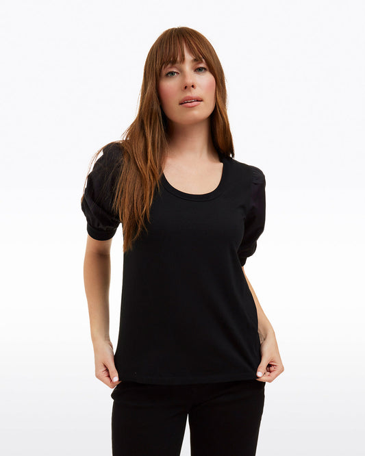 Short Sleeve Mixed Media Top