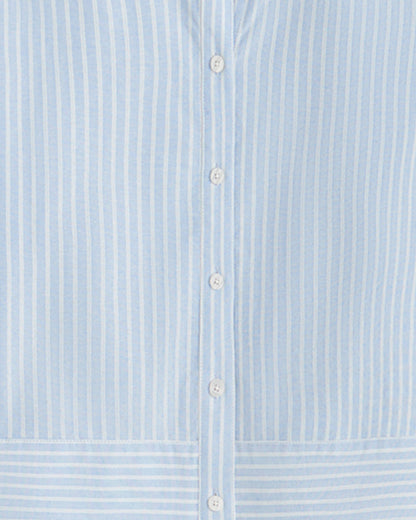 Long Sleeve Cropped Button Down in Oxford Shirting