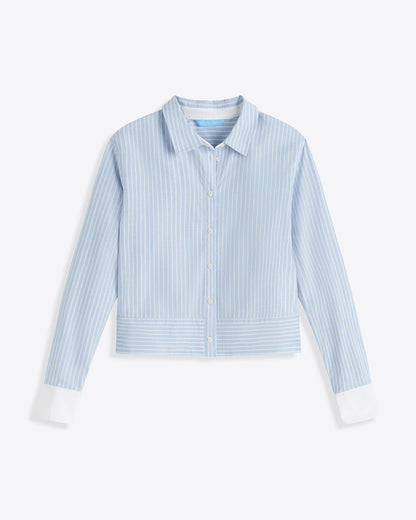 Long Sleeve Cropped Button Down in Oxford Shirting