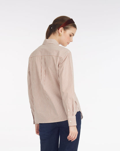 Long-Sleeve Button Down in Rust Stripe